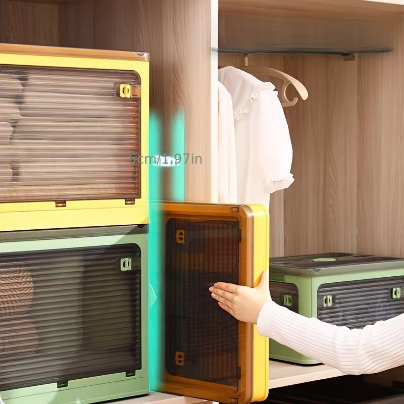 Caja de almacenamiento plegable transparente para ropa, juguetes y mantas