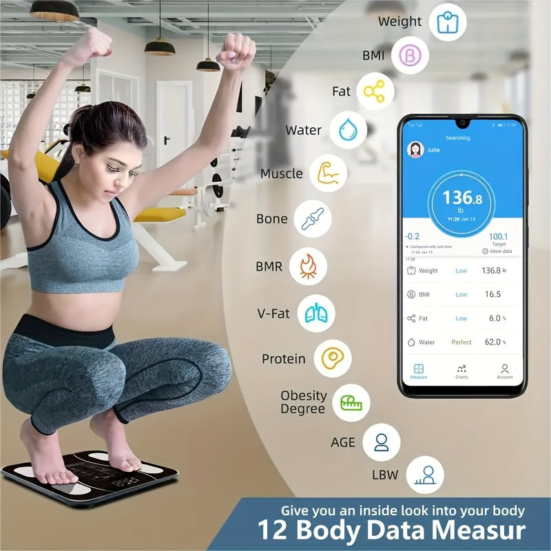 Wi-Fi weight scale LED display temperature monitor for home fitness diet