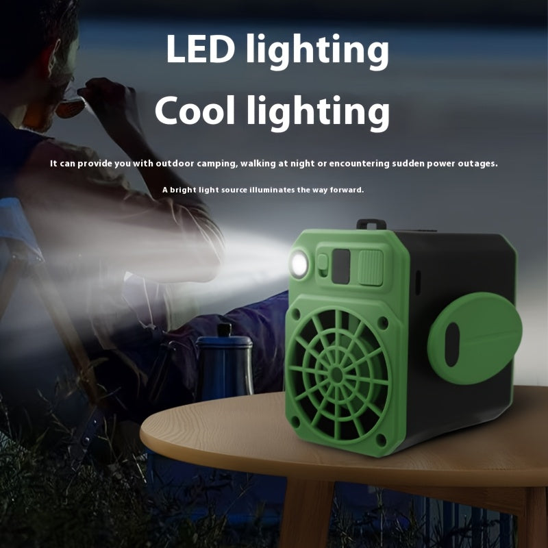 LED chiroq, quvvat banki va 3 tezlikli portativ shamol bilan qo'lsiz qayta zaryadlanadigan bel soati. Kamping, yurish va favqulodda vaziyatlar kabi tashqi faoliyatlar uchun ideal. Clip-on dizayni bilan