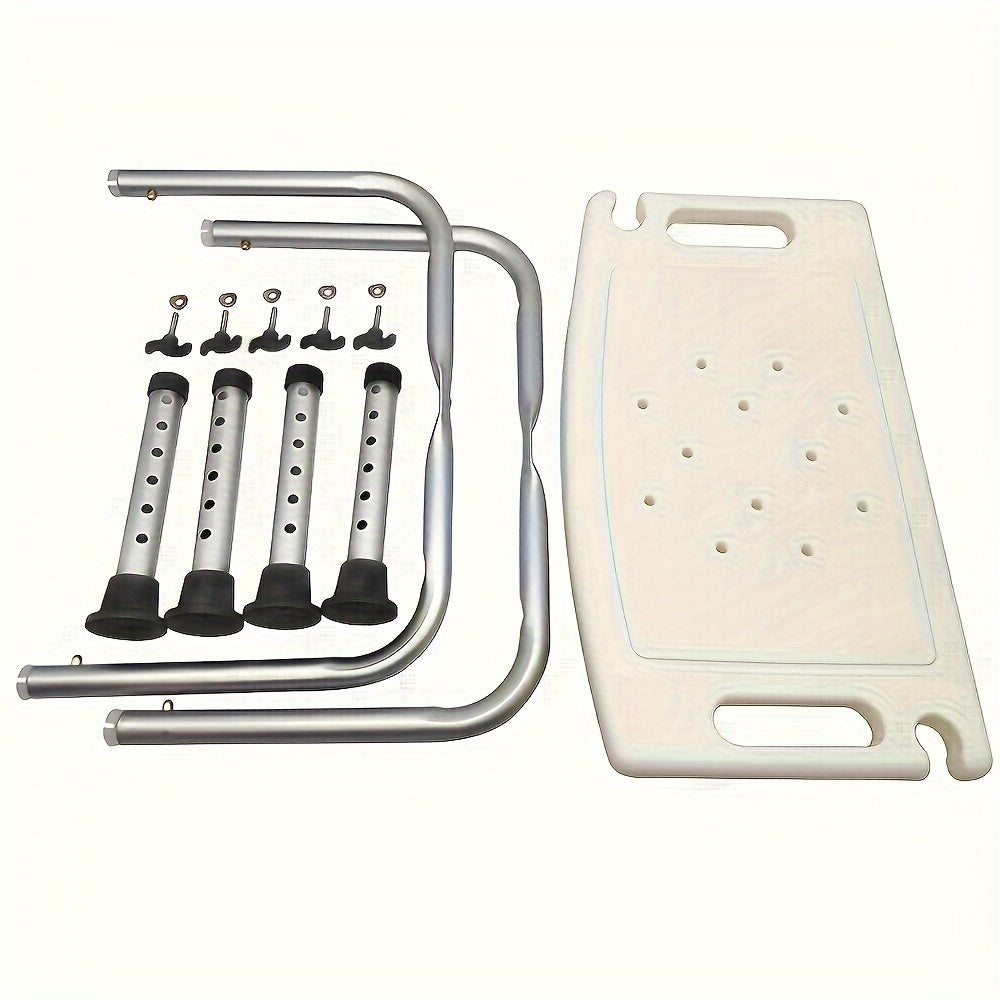 Adjustable Shower Chair for Elderly Disabled Aluminum Seat Non-Slip Feet White