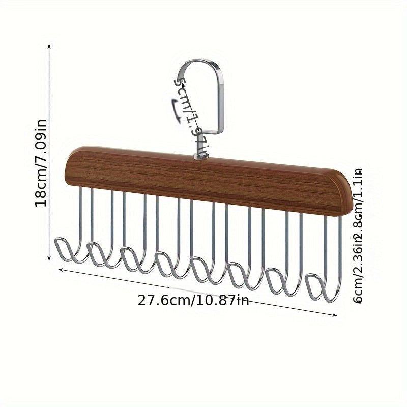 Perchero de madera con múltiples ganchos para corbatas, bufandas, cinturones y más
