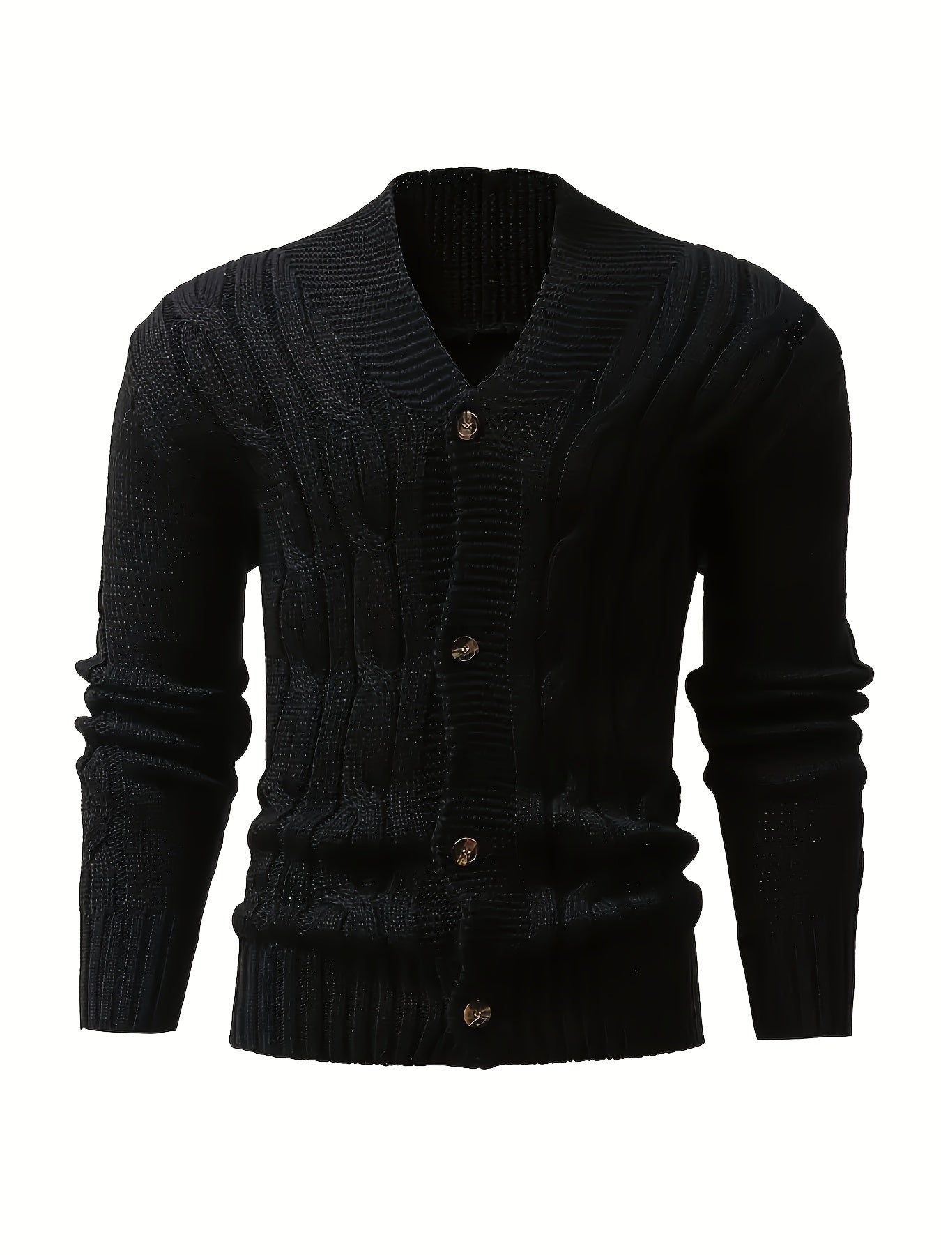 Men's V-Neck Knitted Cardigan Solid Color Acrylic Casual Autumn Winter Top