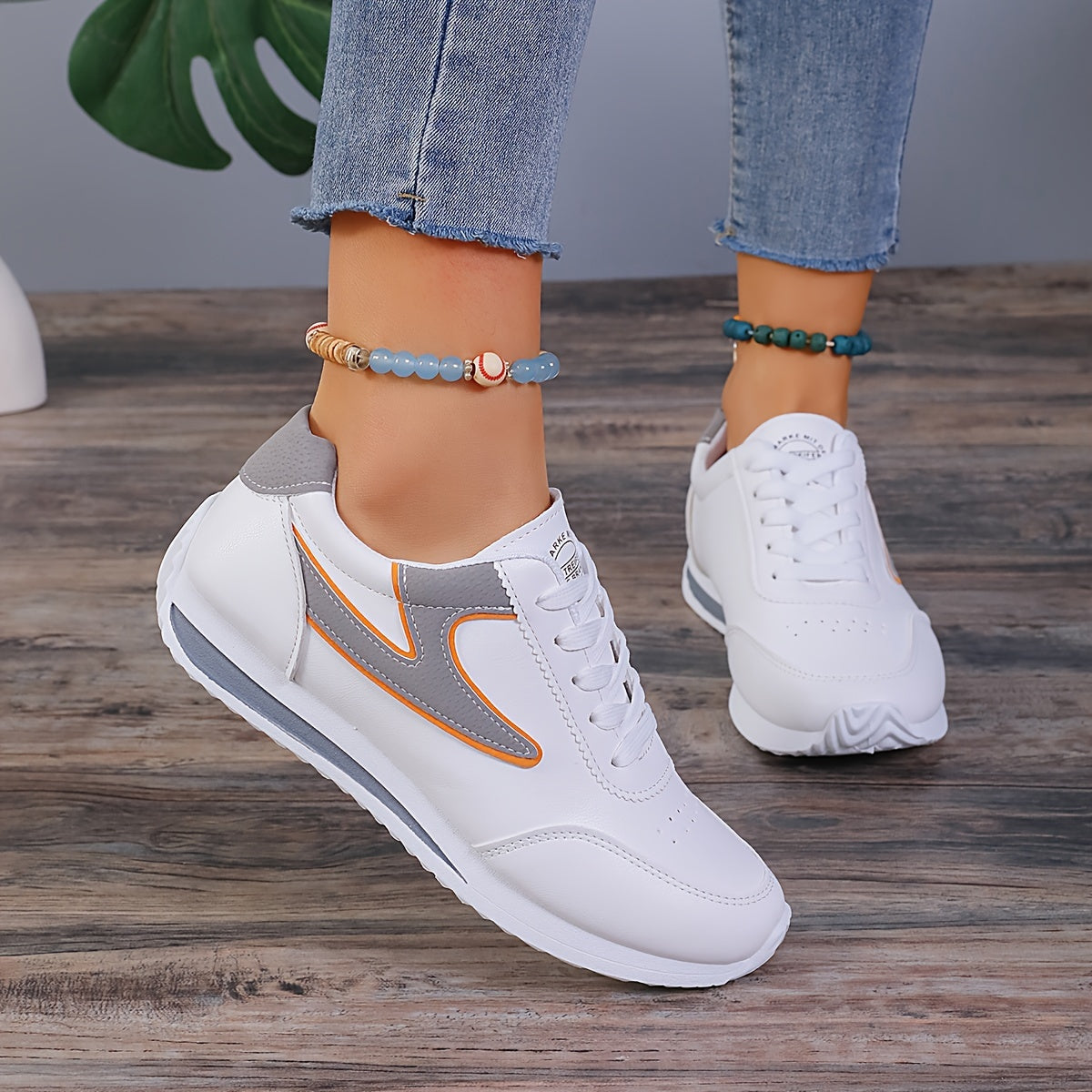 Women's Colorblock Sneakers with Soft Platform Sole Lace-Up Casual Walking