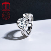 Women's Engagement Ring 9mm Moissanite Half-Set with 3CT Accent Stones in Silver
