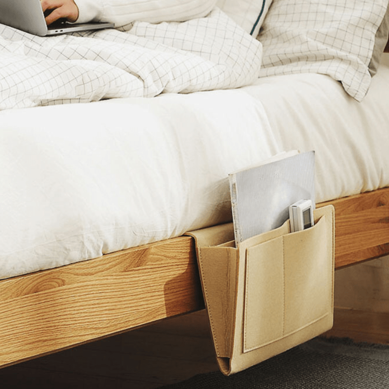 Felt Bedside Storage Organizer with Pockets for Phone Remote Tissue in Home or RV