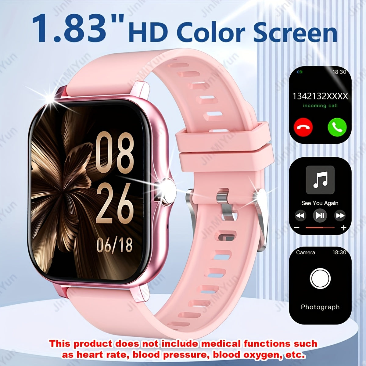 Reloj inteligente deportivo táctil de pantalla completa para hombres y mujeres, con pantalla de 1.83 pulgadas y rastreador de fitness con recordatorios de llamadas