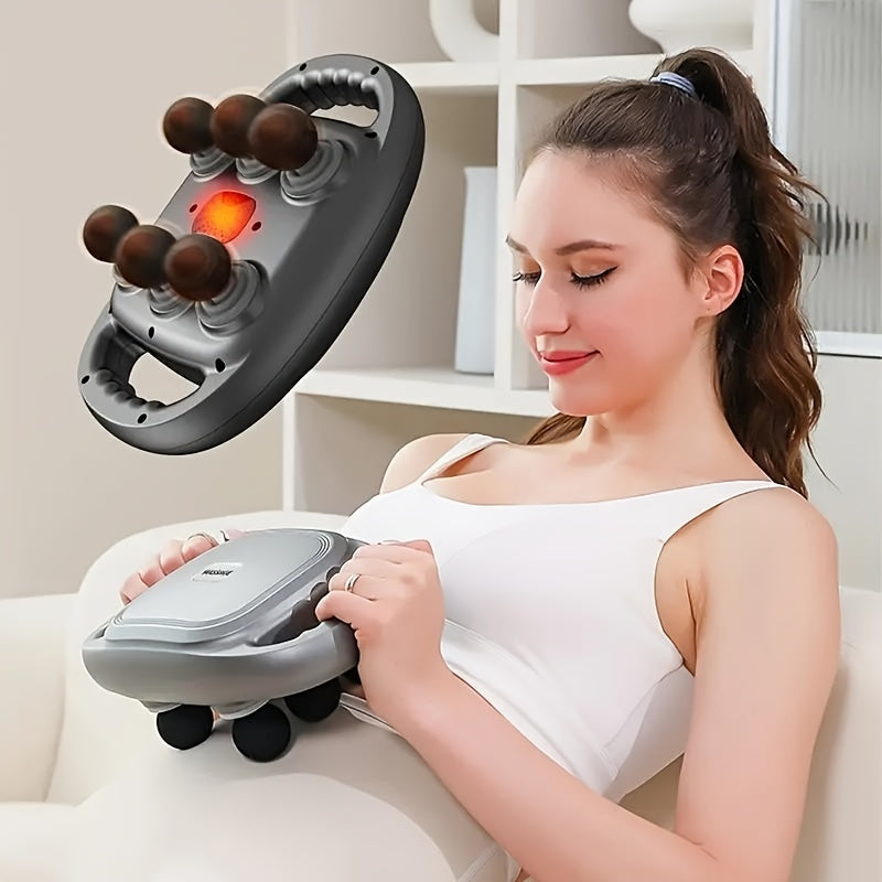 Six-Heads Massage Gun Rechargeable Lithium Battery USB Charging Handheld Therapy Device