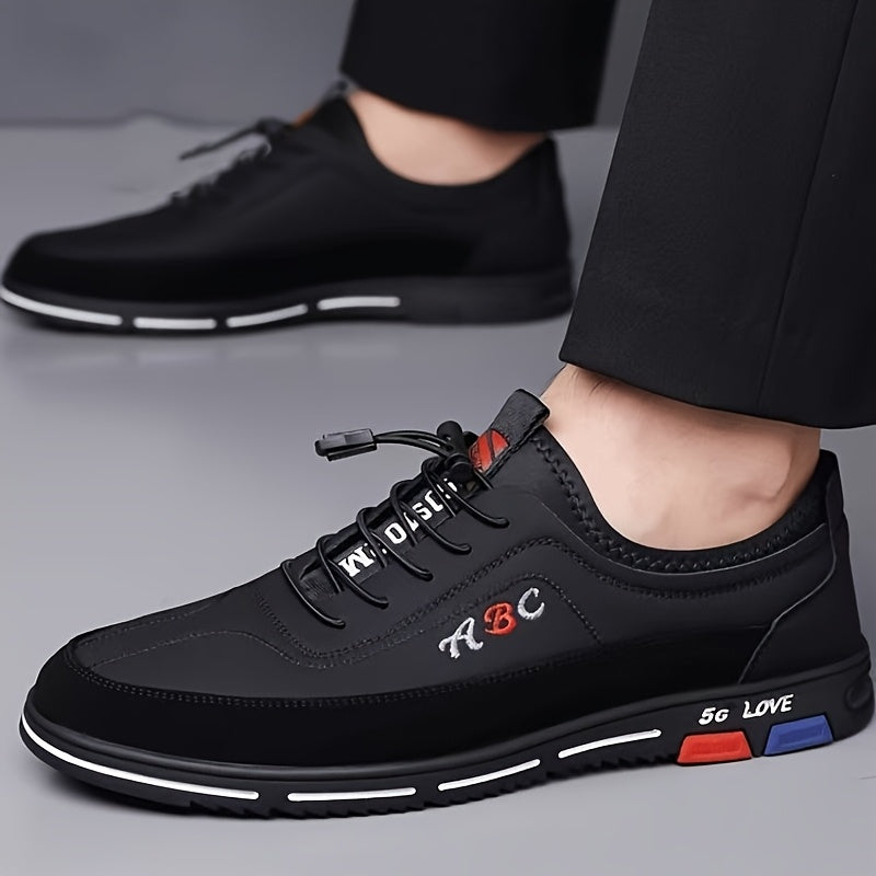 Men's Business Casual Shoes Microfiber Leather Slip-On Round Toe All-Season Low Top