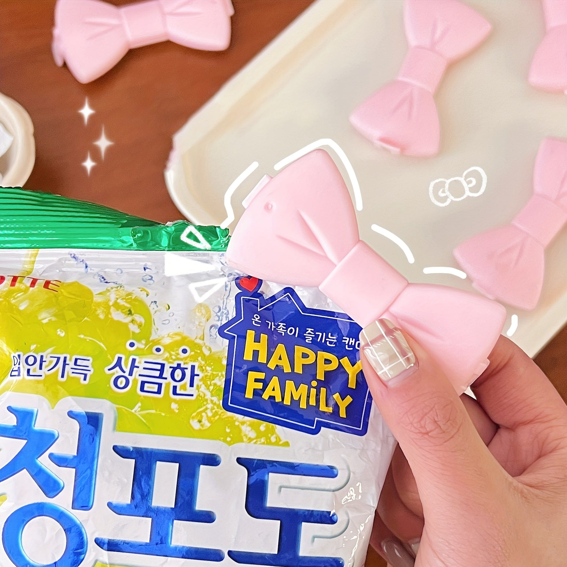 Pink Bow Seal Clips 2-Pack Food Bag Sealer Butterfly Closure Kitchen Accessories