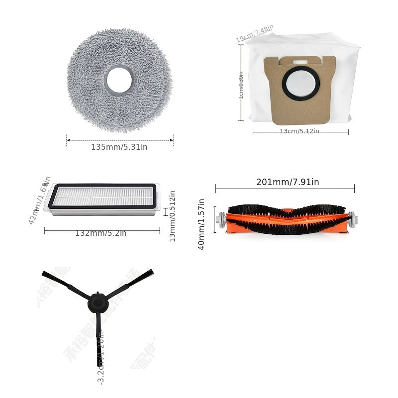 Robot Vacuum Replacement Parts Set Main Roller Side Brush HEPA Filter Mop Cloth Dust Bag
