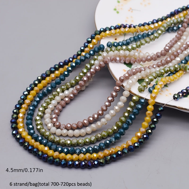 720 Pieces Faceted Glass Rondelle Beads 4mm for Jewelry Making and Crafts