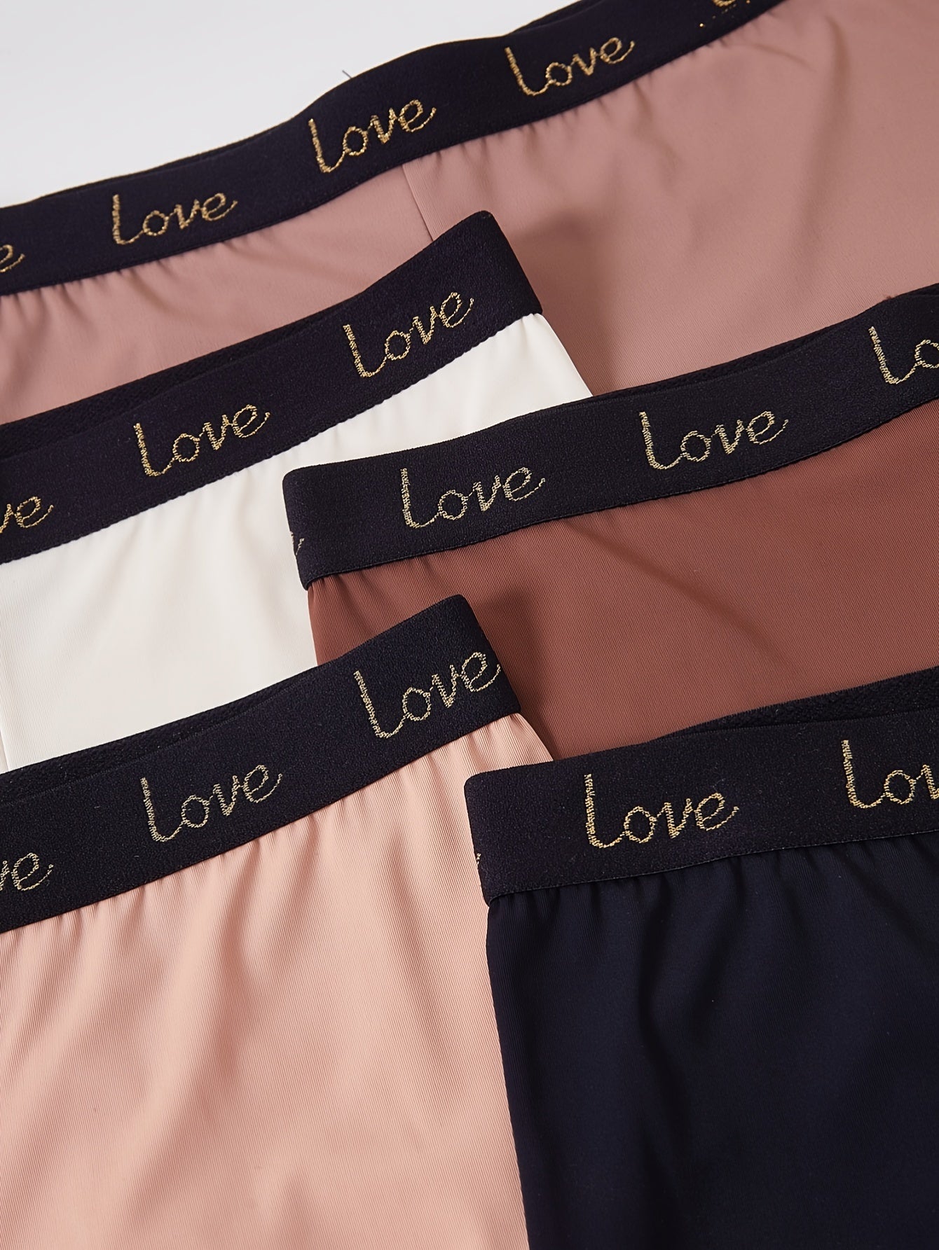 Women's Seamless High-Waisted Shaping Shorts with Alphabet Pattern Tummy Control Compression Underwear 5 Pack