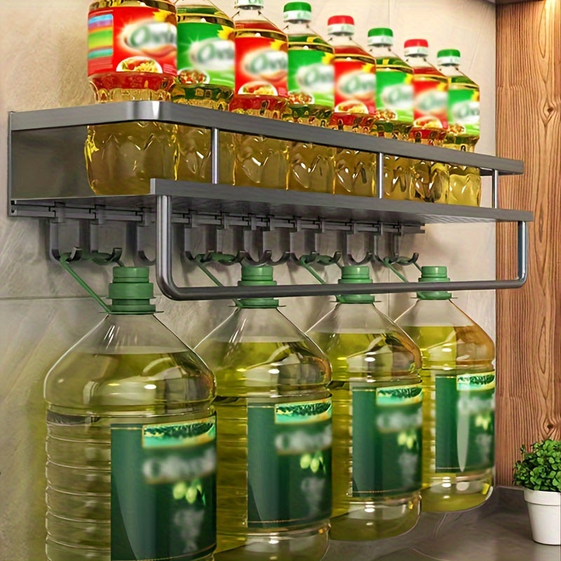 Estante de almacenamiento para especias de montaje en pared, estante para cocina y baño sin perforaciones