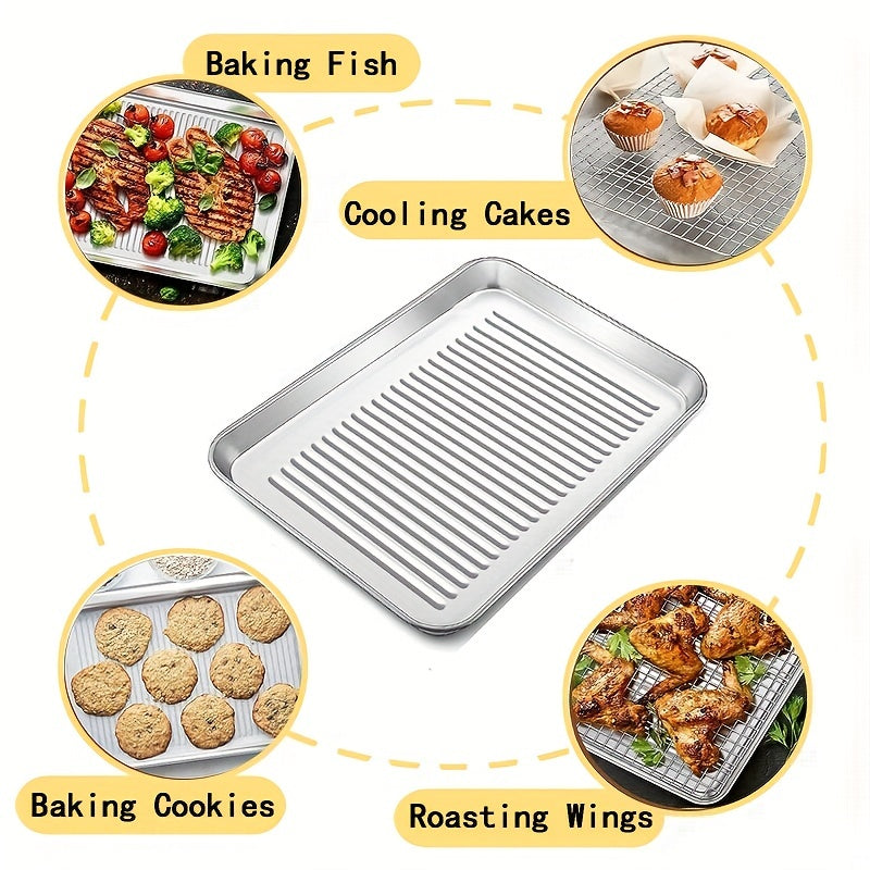 Stainless Steel Baking Sheet Set with Cooling Rack Oven-Safe Durable Cookware