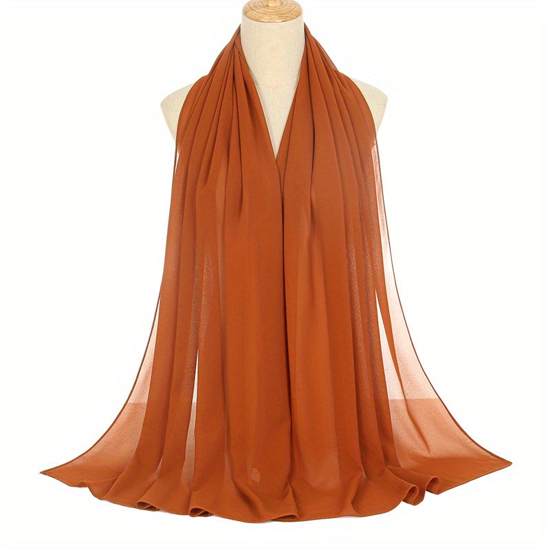 Black and White Chiffon Hijab Lightweight Breathable Headscarf for Women