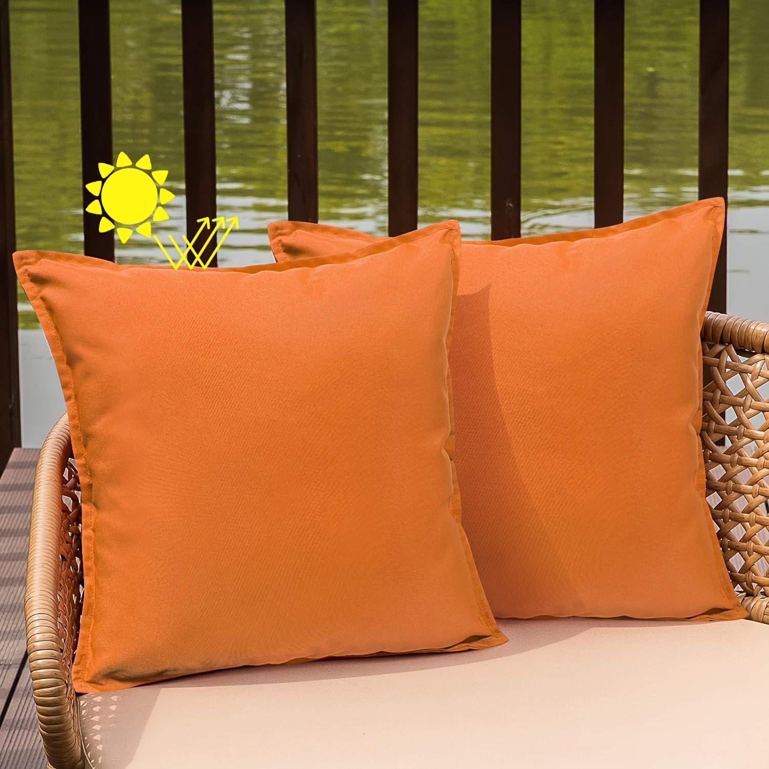 Green Outdoor Cushion Covers 2 Pack Zipper Polyester for Patio Garden Furniture