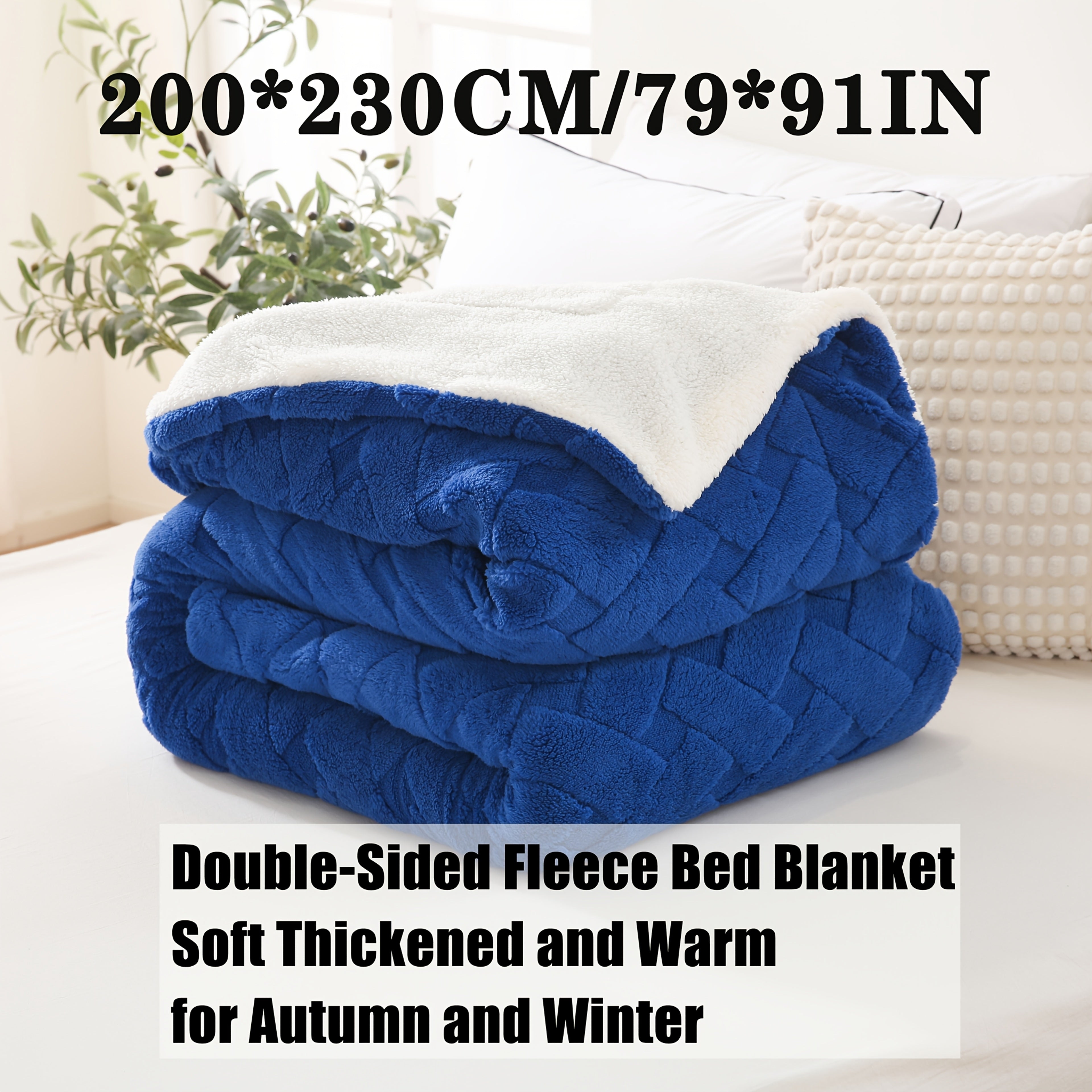 Sherpa Argyle Christmas Blanket Soft Warm Cozy Double-Layer for Bedroom Sofa Office