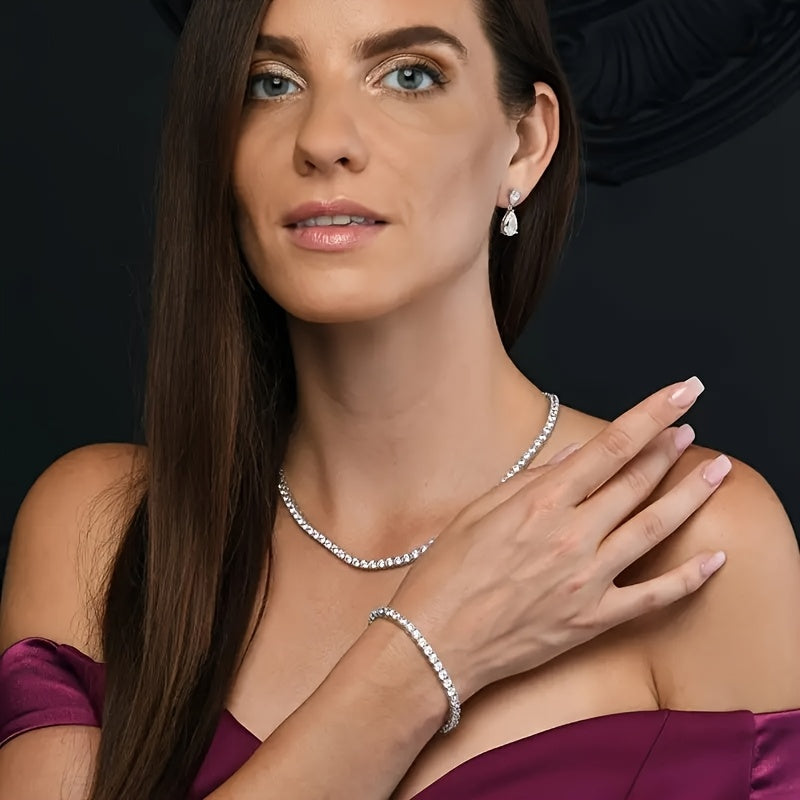 Pulsera de tenis de morganita de plata de ley y oro de 18 quilates con diamantes cultivados en laboratorio