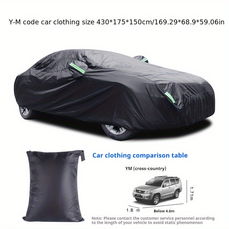 Barcha Qora Avtomobil Qopqog'i Polyester Quyoshdan Himoya Ko'zg'acha Chiziq 190T