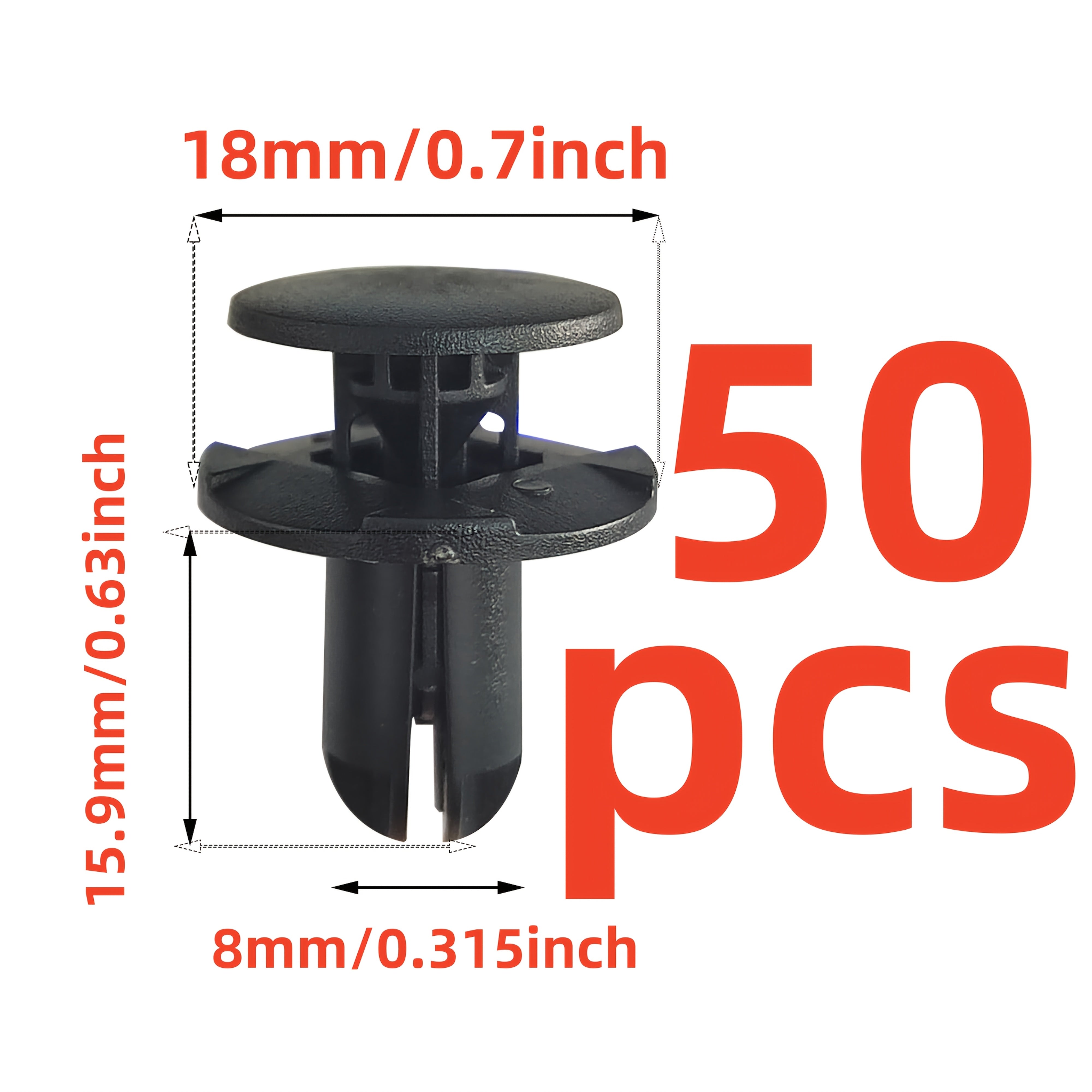 Pack de 10/30/50 Clips de retención de panel de revestimiento de carrocería de plástico de tipo empuje