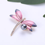 Elegant Dragonfly Brooch Pin with Imitation Pearl Animal Shape Fashion Accessory