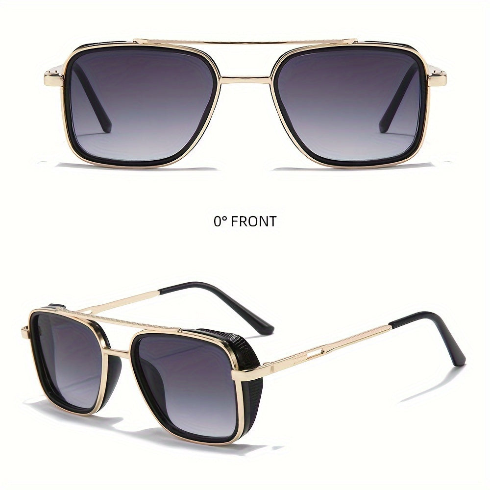 Retro Punk Metal Square Glasses Unisex Fashion Eyewear for Outdoor and Travel