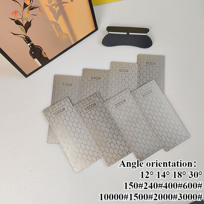 9pcs Honeycomb Diamond Grinding Pads for Knife and Scissor Sharpening Non-slip Base