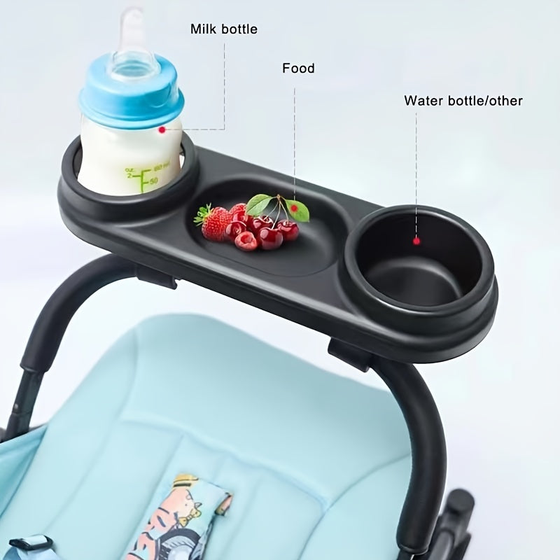 Universal Stroller Tray with Cup Holder and Snack Storage Non-Slip Removable Drink Holder