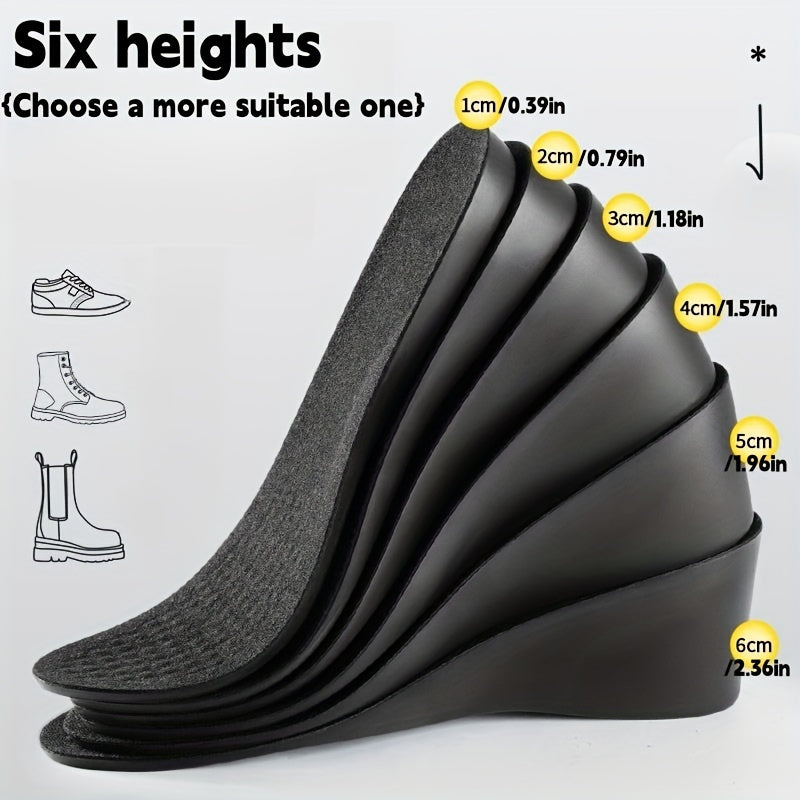 Men Women Faux Leather Height Increasing Insoles Comfortable Invisible Multiple Heights