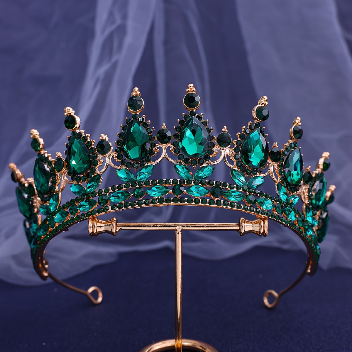 Women Girls Baroque Style Crown Tiara with Rhinestones for Parties and Dress Up