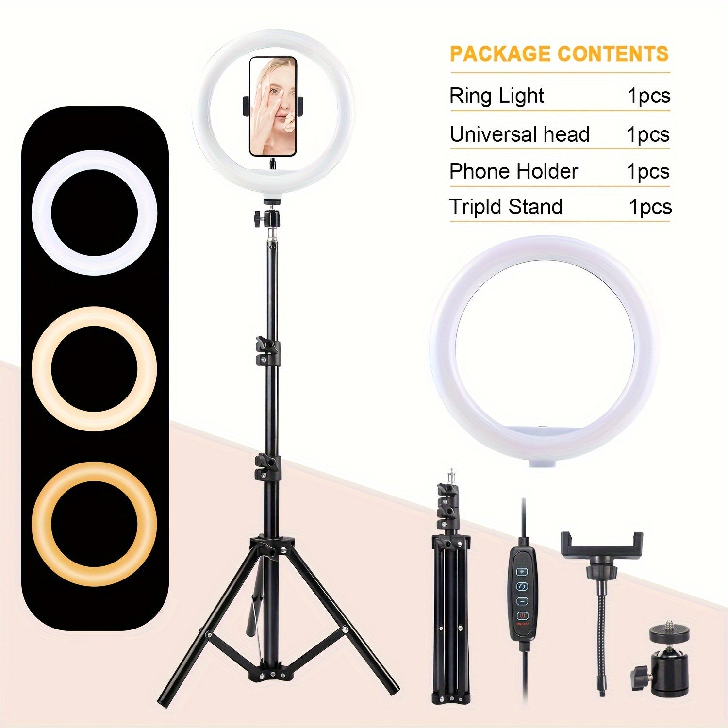 10-Inch LED Light with Extendable Tripod and Phone Holder for Selfie Makeup Video Streaming