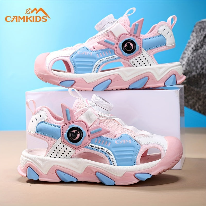 Детские вращающиеся ремешковые сандалии для мальчиков и девочек, легкие, противоскользящие, дышащие, повседневные пляжные и туристические туфли