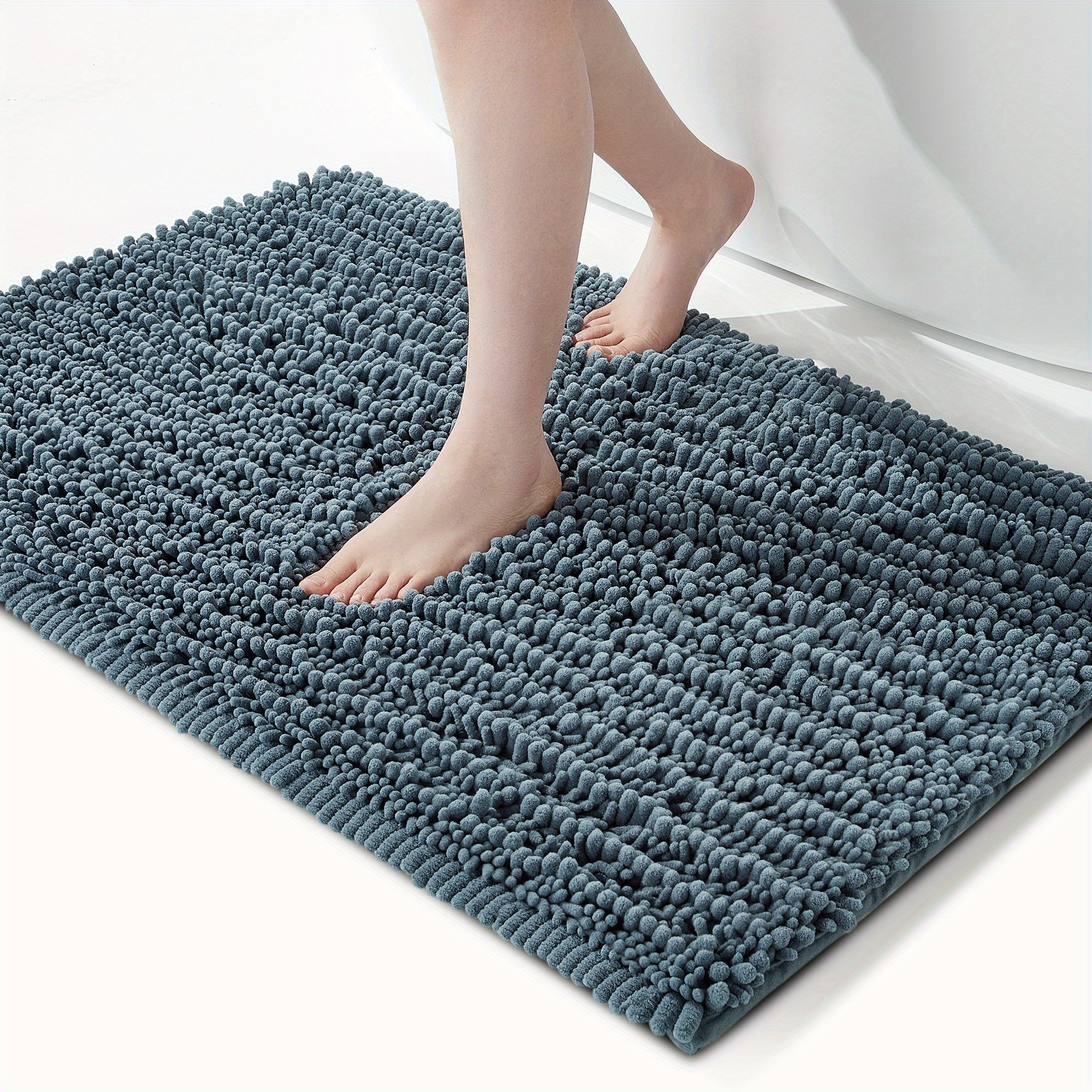 Thick Plush Bath Floor Mat Non-Slip Waterproof Dustproof for Bathroom Kitchen Living Room