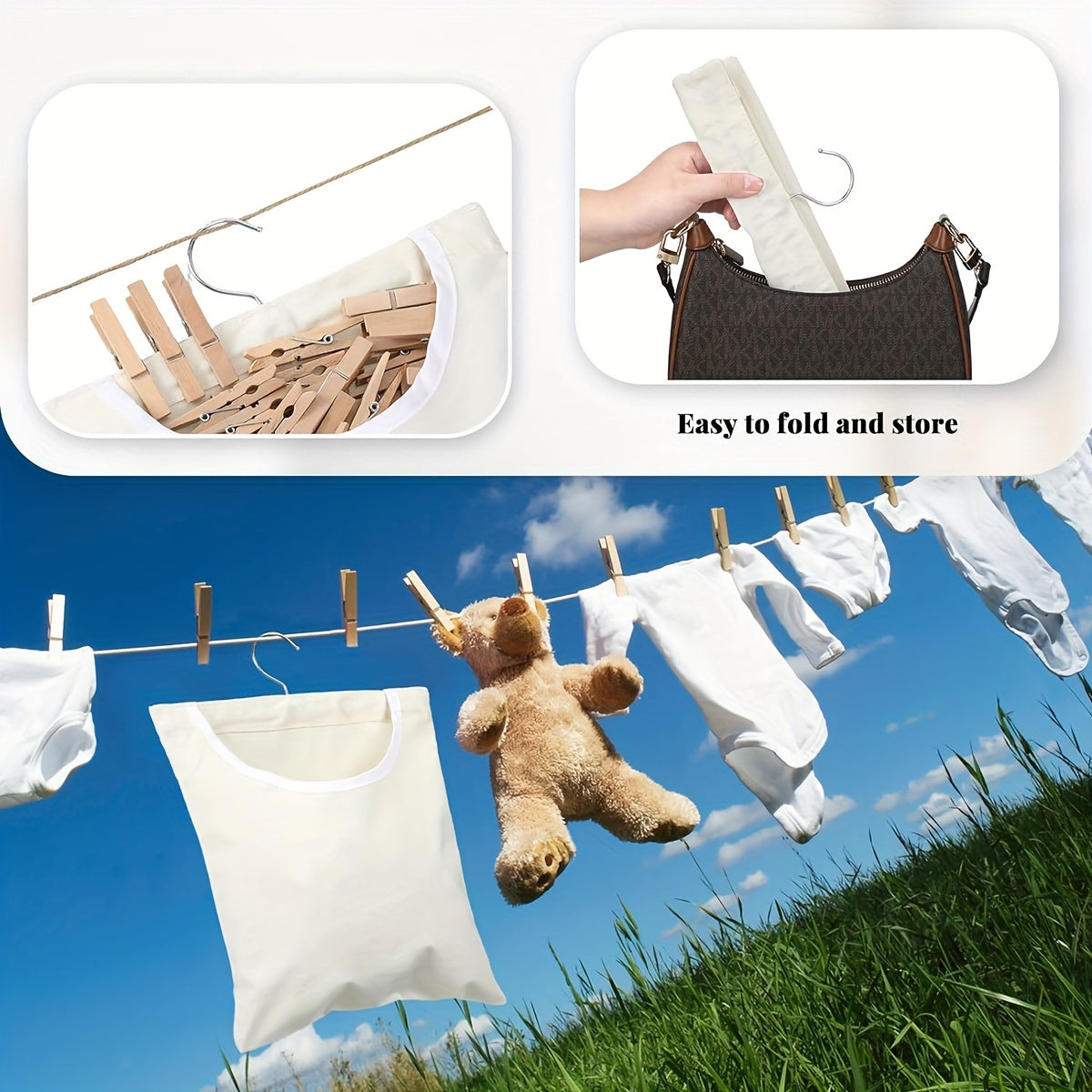 Organizador de almacenamiento colgante rectangular beige 32x27cm Bolsa multiusos de tela de lienzo para lavandería y decoraciones