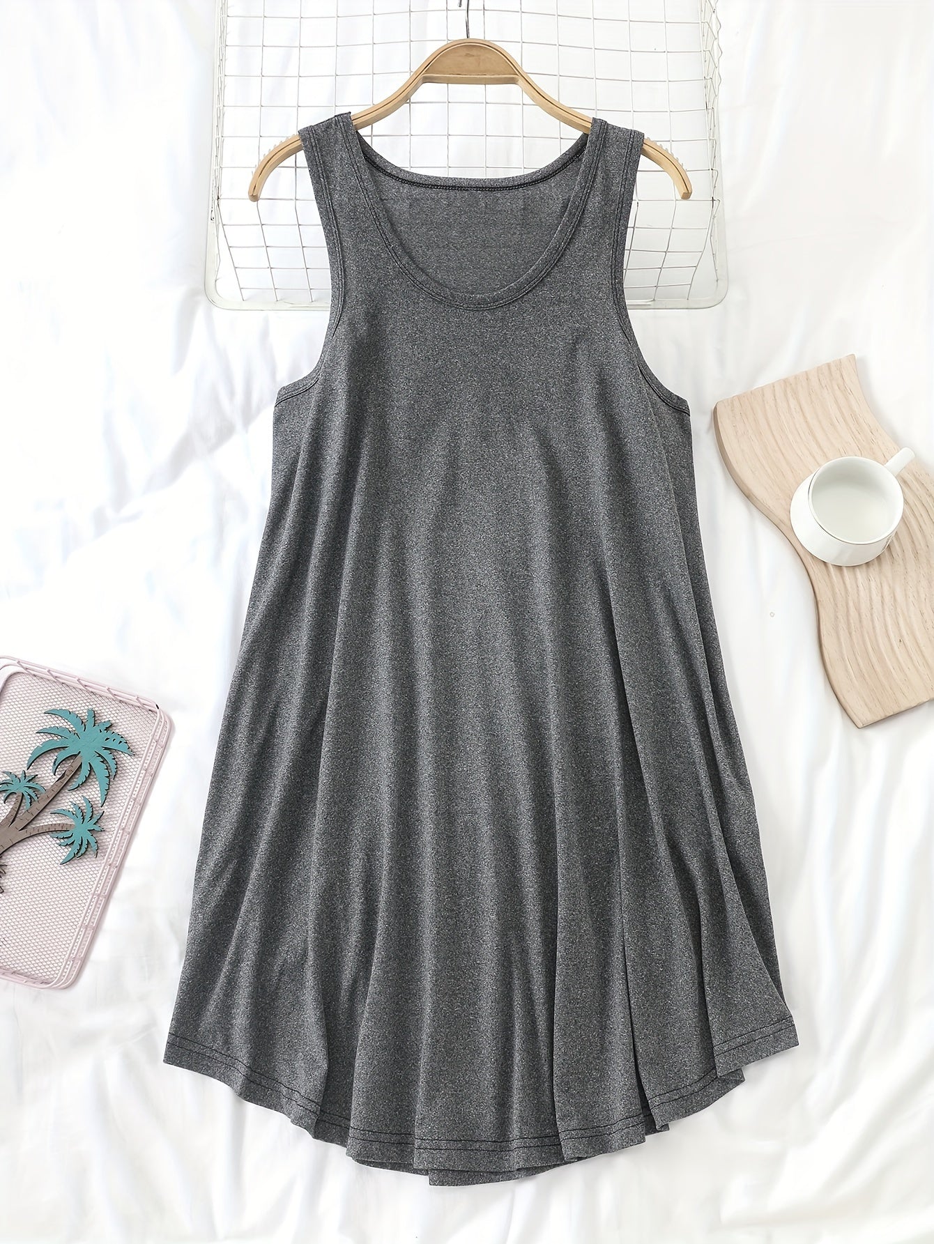 Women's Sleeveless Cotton Nightgowns 3-Pack Solid Color Sleep Dresses