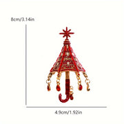Elegant Rhinestone Umbrella Brooch Pin with Crystal Pendant Jewelry Accessory