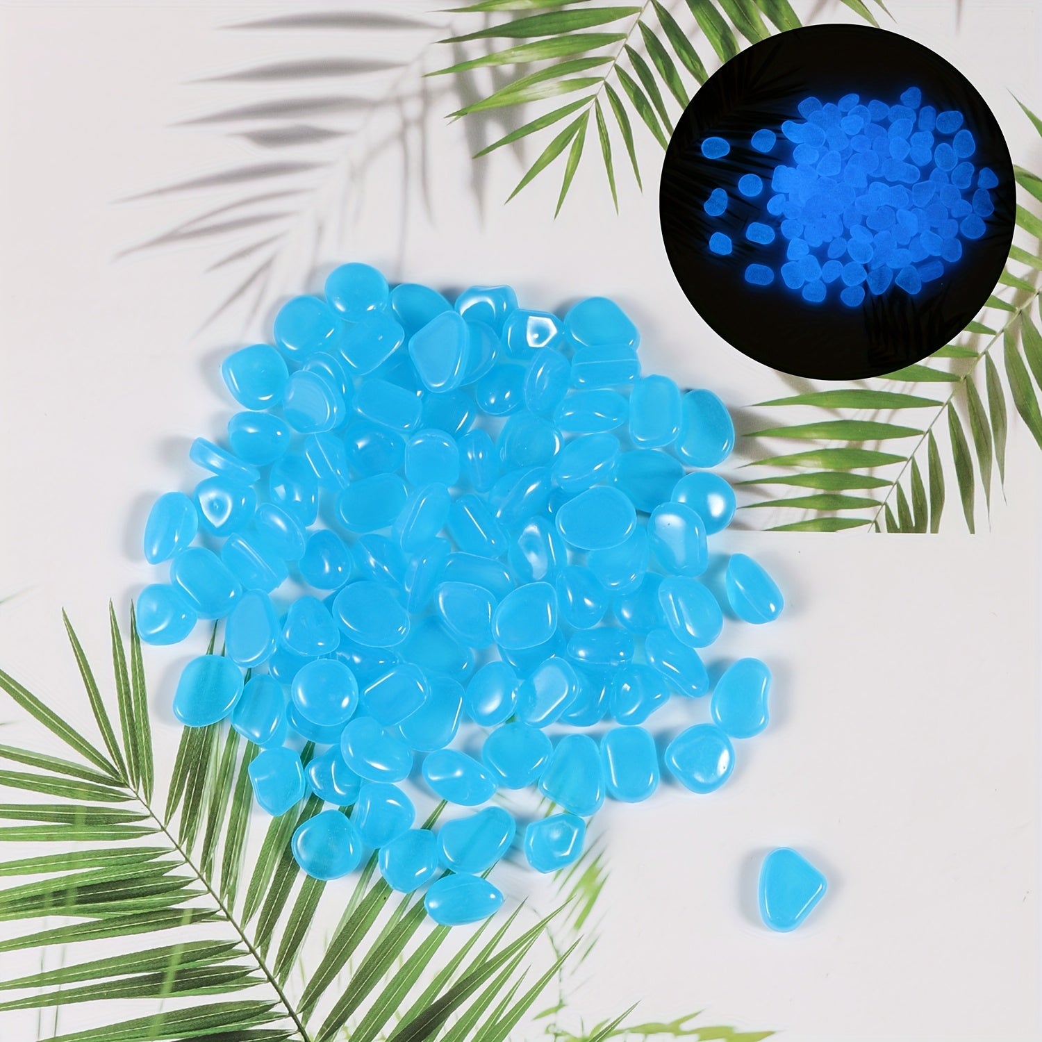 Glow in the Dark Plastic Garden Pebbles for Yard Walkways Aquarium Decor 0.76cm-0.99cm