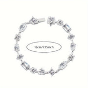 Sterling Silver Tennis Bracelet with Synthetic Zirconia for Special Events and Birthdays