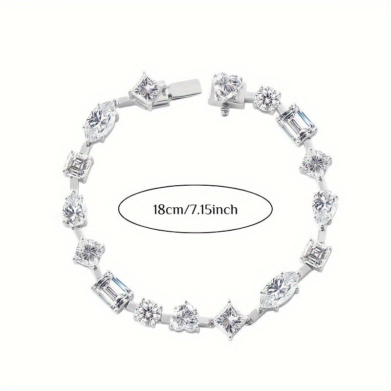 Sterling Silver Tennis Bracelet with Synthetic Zirconia for Special Events and Birthdays
