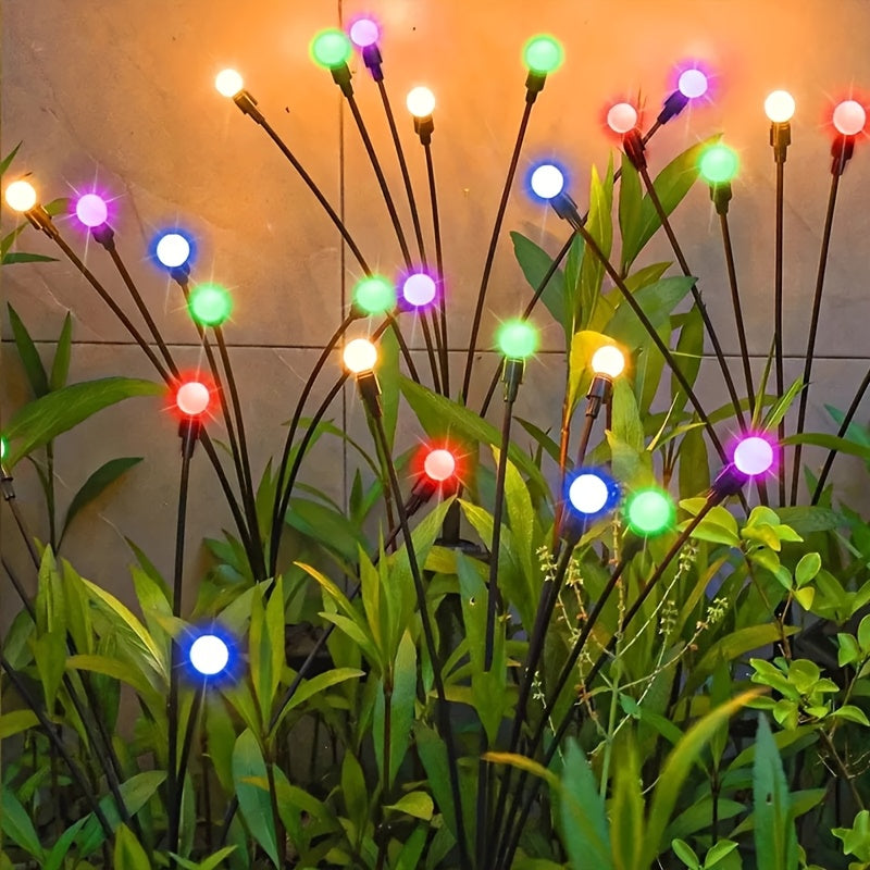 Solar Garden Lights 12 LED Solar Firefly Outdoor Decorative Waterproof Pathway Lawn Yard Patio Warm Multicolor
