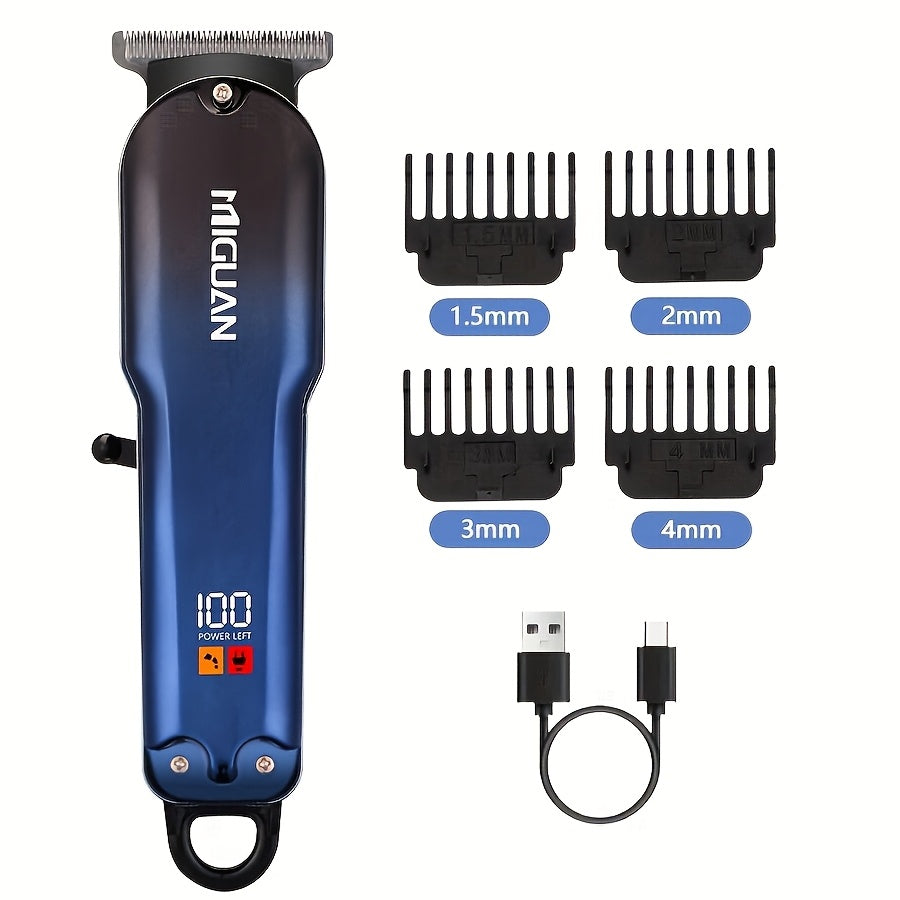 Rechargeable Hair Clipper with Digital Display, 4 Blades, Ergonomic Handle