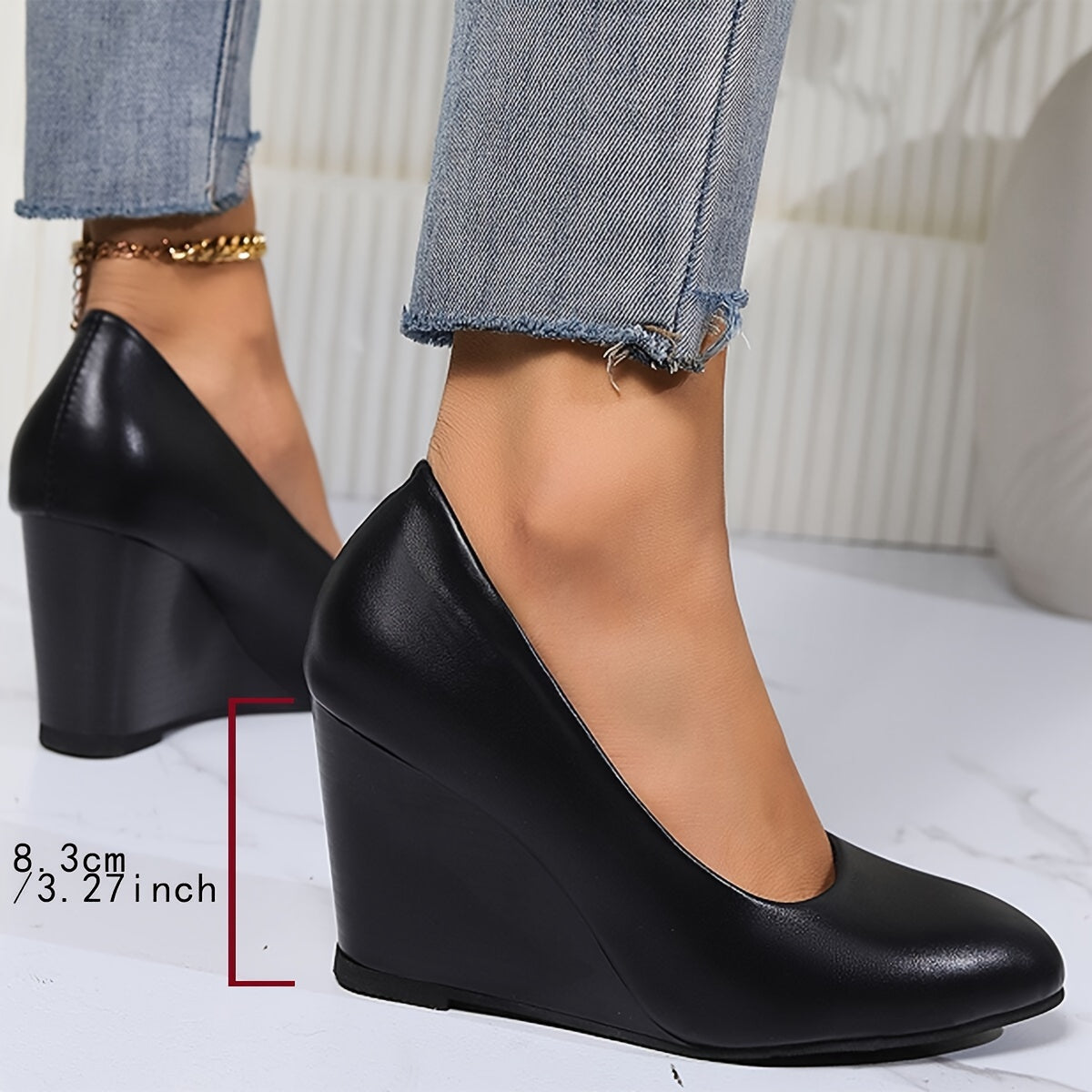 Women's Solid Color Slip-On Shoes with Wedge and Point Toe