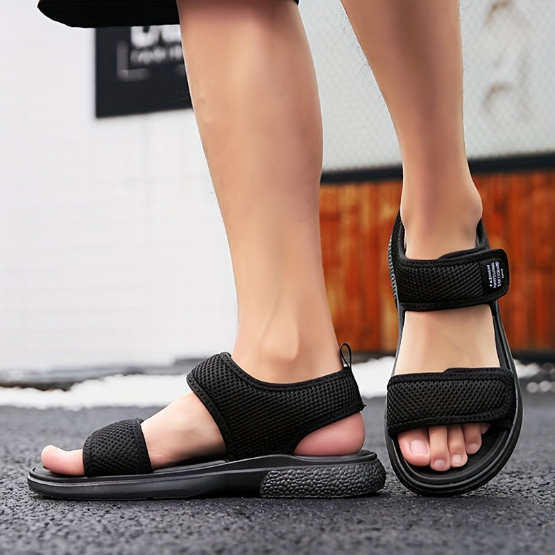 Men's Black Summer Sandals Non-slip Breathable Mesh Casual Outdoor Beach