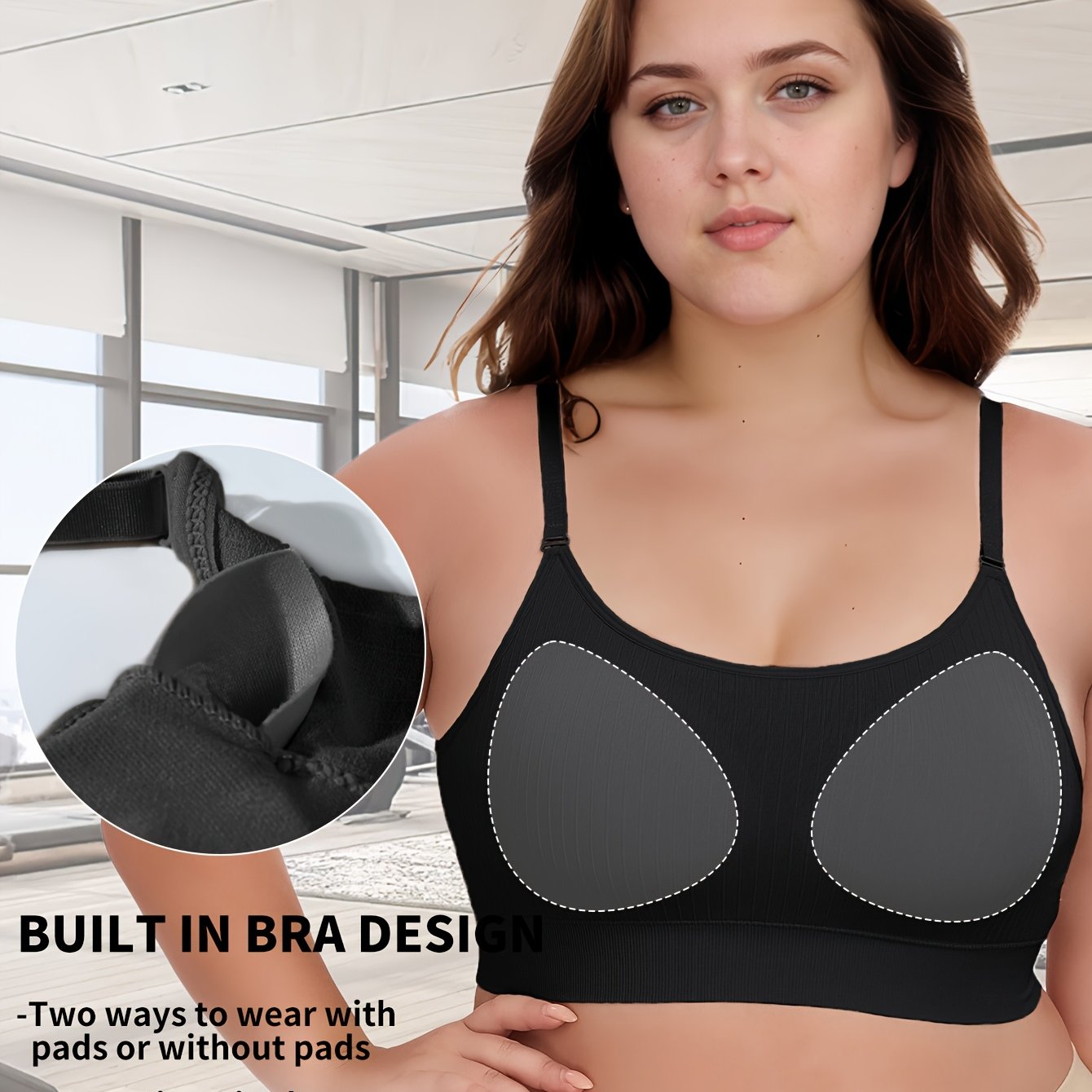 Women's Seamless Padded Yoga Sports Bra with Adjustable Straps Purple