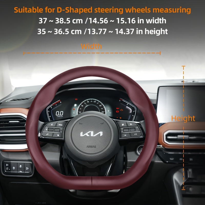 Universal Ultra-Thin Faux Leather Steering Wheel Cover Breathable Non-Slip