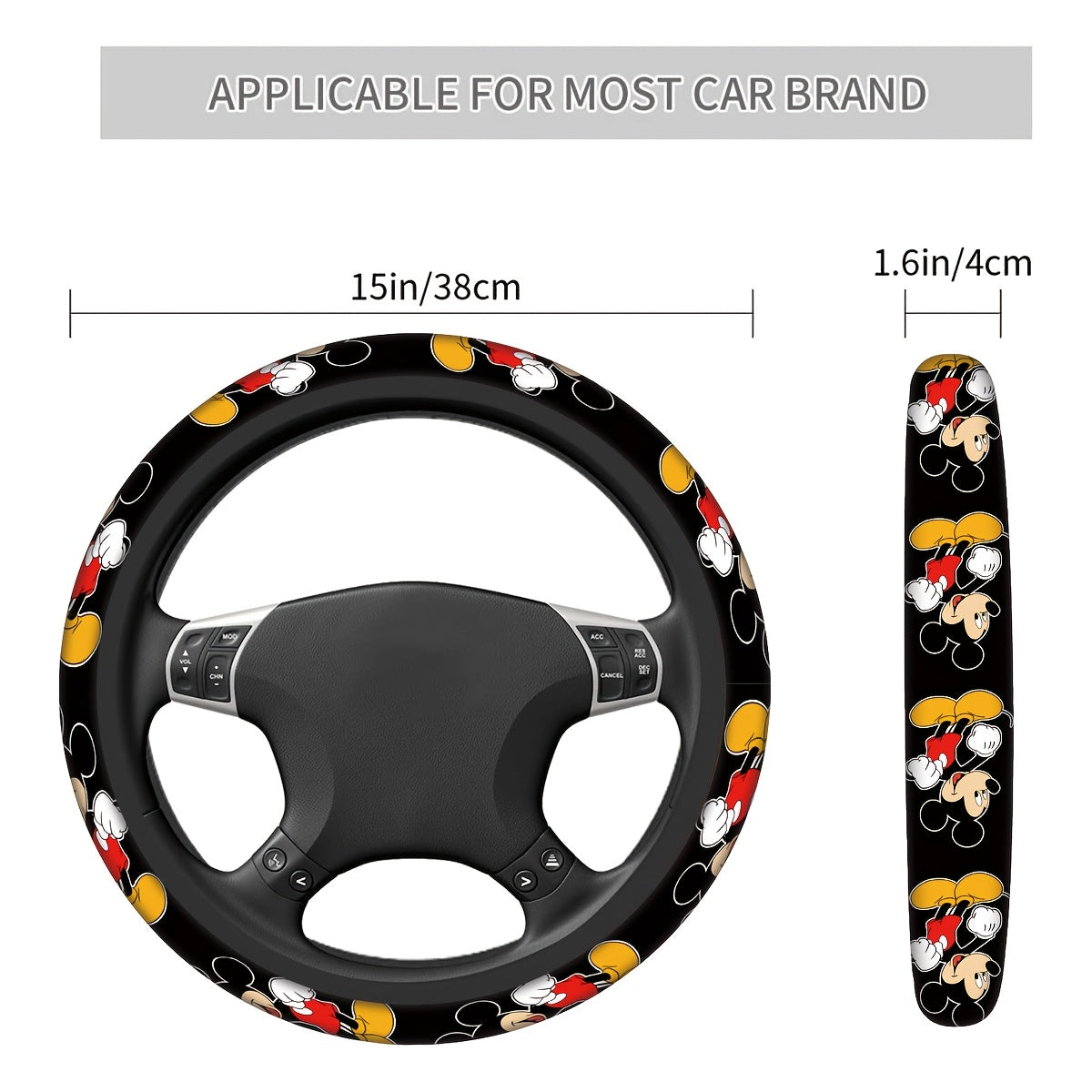 Universal Polyester Fiber Steering Wheel Cover Non-Slip Easy Install