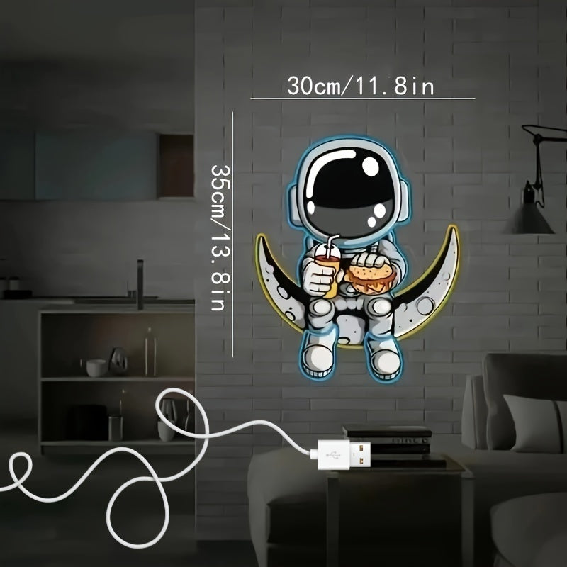 Luz de neón de astronauta LED multicolor regulable para pared con USB, decoración para el hogar, dormitorio, fiesta