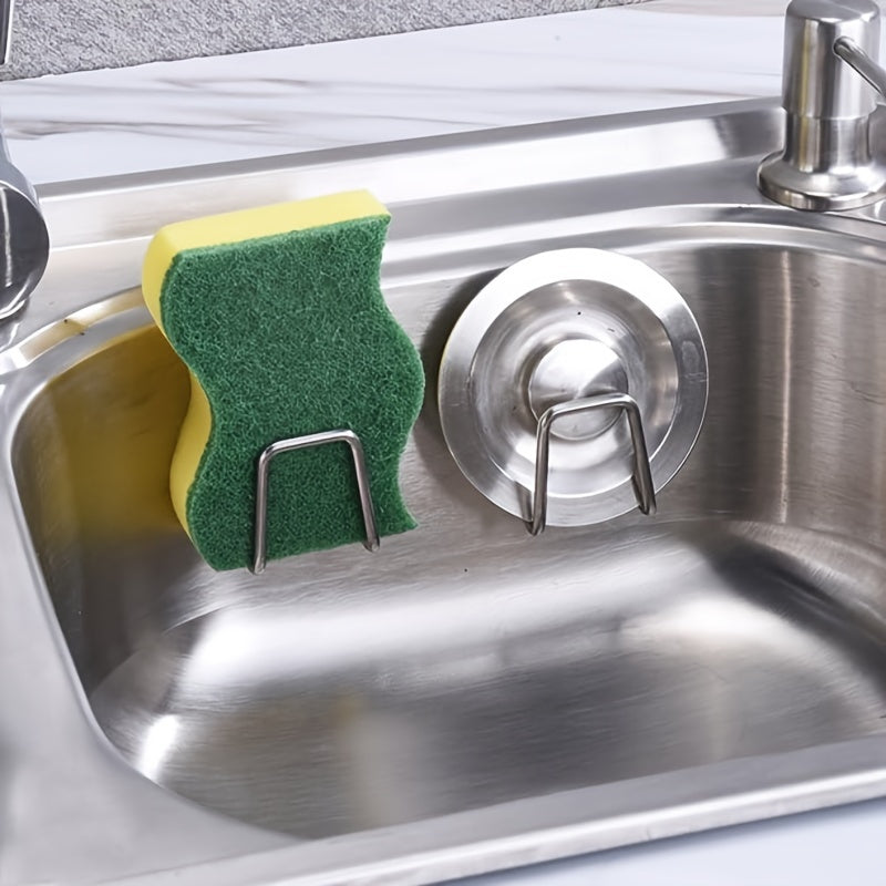 Juego de 2 organizadores de fregadero de acero inoxidable con cestas autoadhesivas y drenantes