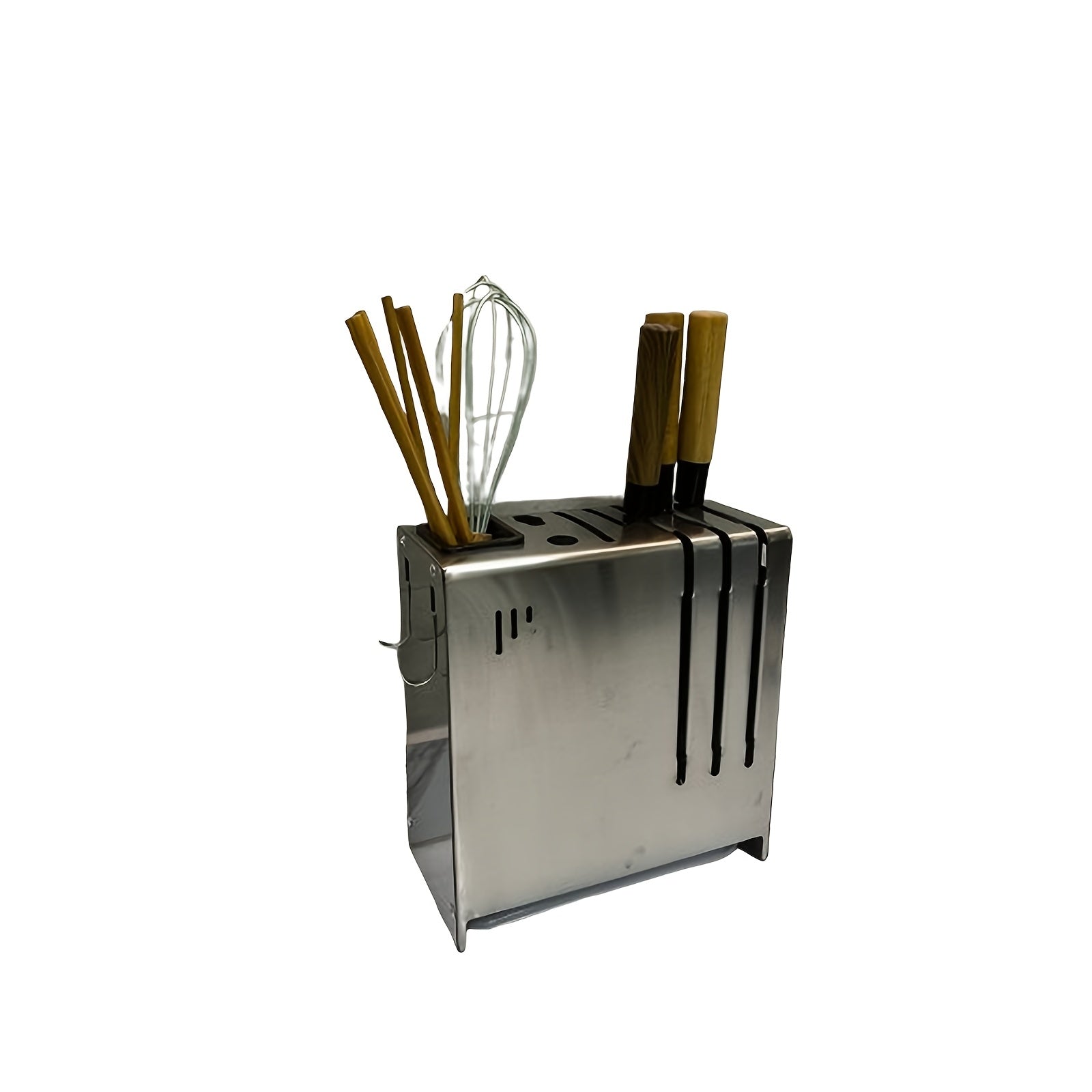 Stainless Steel Knife Block with Sharpener and Scissor Holder Countertop Organizer