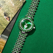 Set of 5 Women's Rhinestone Quartz Watches with Heart Design and Synthetic Gem Jewelry